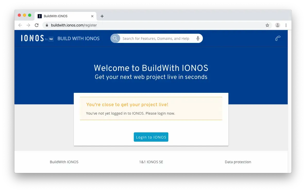 Screenshot of BuildWith IONOS login